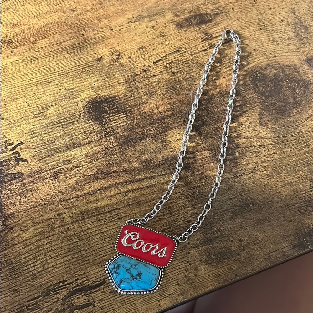 Coors Red and Blue Pendant Necklace